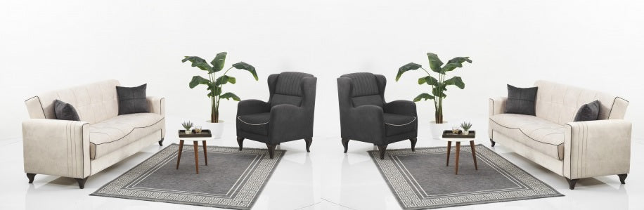 Conjunto de salón convertible Napoli Crema