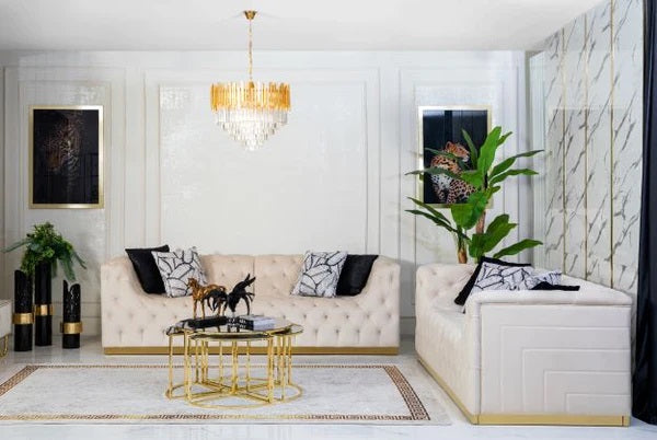 Natalie Ivory Velvet Sofa & Loveseat.New Arrival.
