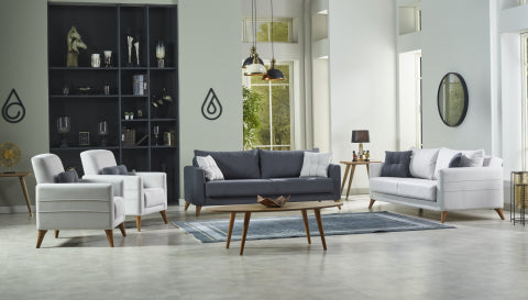 Conjunto de salón convertible Nepal Crema - Fume