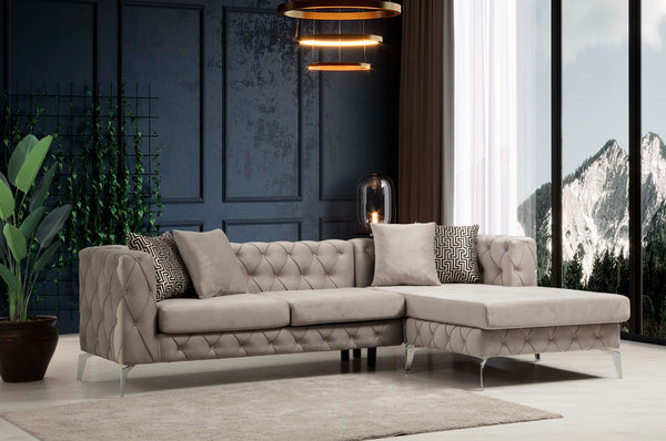 Piera Velvet Gray Reversible Sectional.Coming Soon.