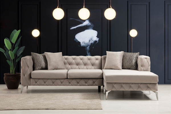 Piera Velvet Gray Reversible Sectional.Coming Soon.