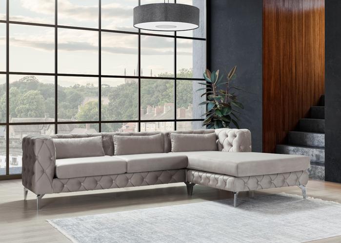 Piera Velvet Warm Gray Reversible Sectional, COMING SOON.