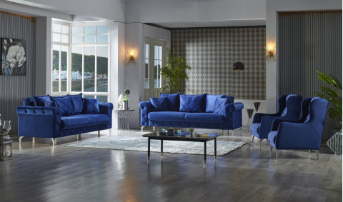 Juego de salón convertible Riva azul marino