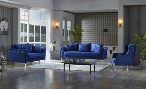 Juego de salón convertible Riva azul marino