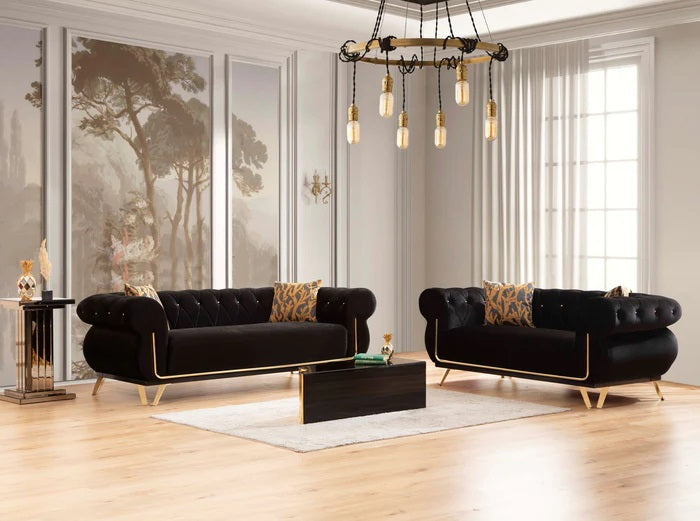 Rosy Black Velvet Sofa & Loveseat.New Arrival.