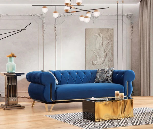 Rosy Navy Velvet Sofa & Loveseat.New Arrival.