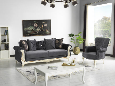 Conjunto de salón convertible Rozet antracita
