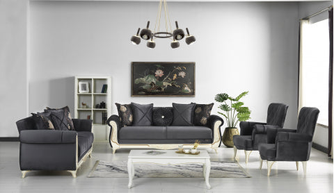 Conjunto de salón convertible Rozet antracita