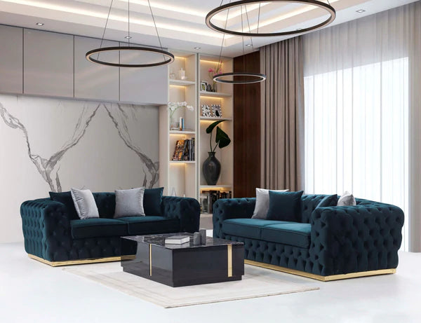 Stella Green Velvet Sofa & Loveseat.