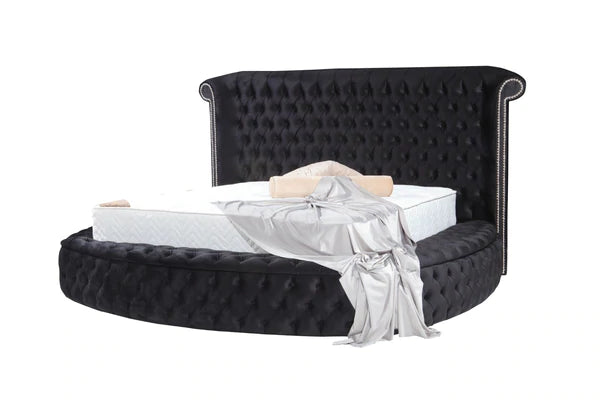 Cama tamaño queen con plataforma de almacenamiento Viss Velvet Black, PRÓXIMAMENTE. 