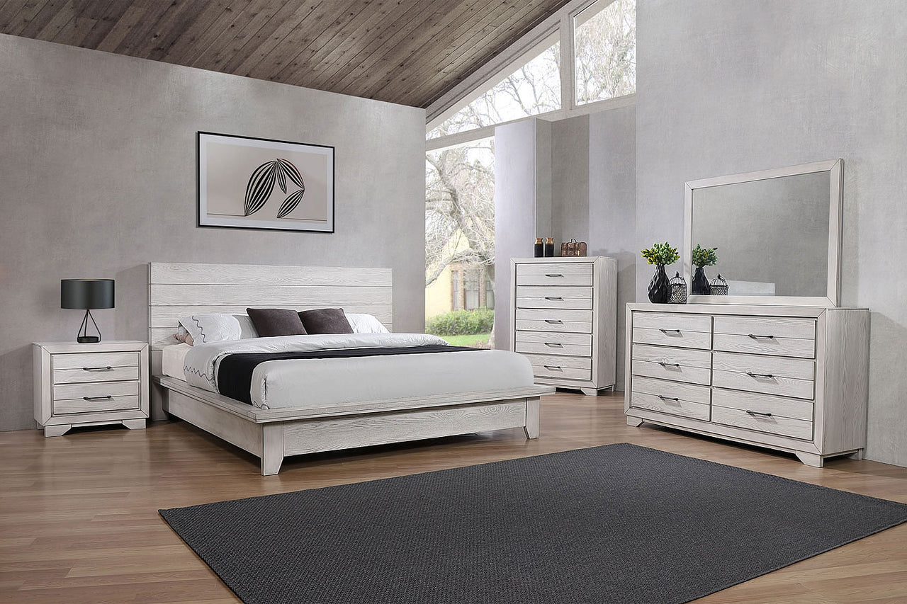 SETB8260 JUEGO DE DORMITORIO QUEEN DE 4 PIEZAS WHITE SANDS.