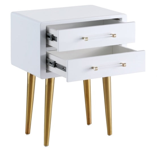 836-Zane Side Table White Lacquer Gold.