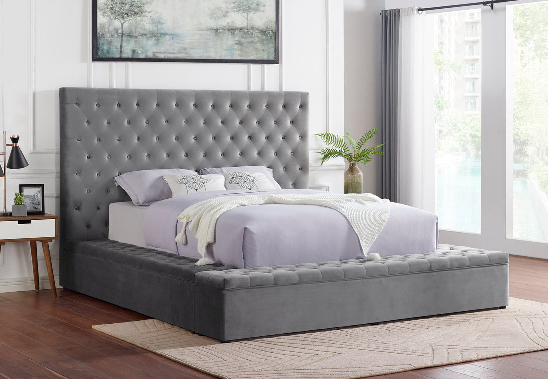 Cama con plataforma Paris gris - Queen y King