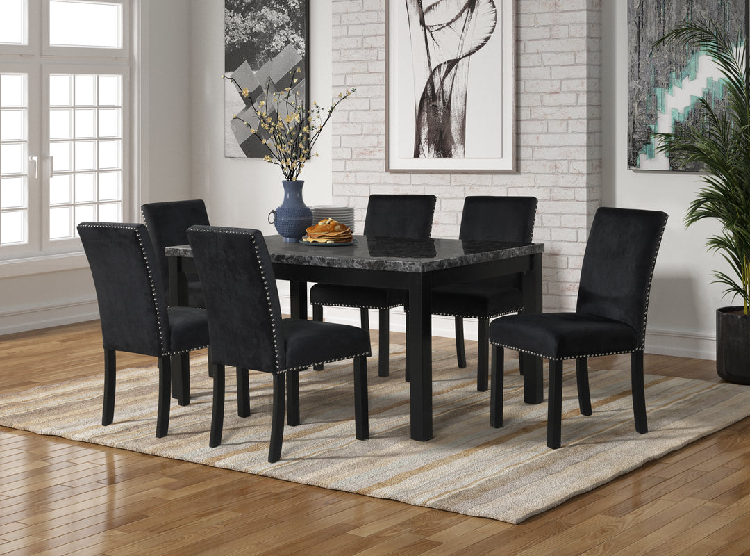 Camila Negro - Conjunto Mesa Comedor + 6 Sillas