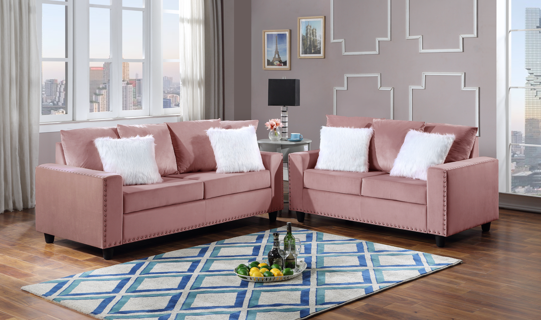 Sofá y loveseat rosa Cenicienta 