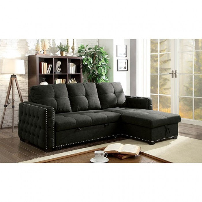 Chaise-cama seccional gris oscuro DEMI