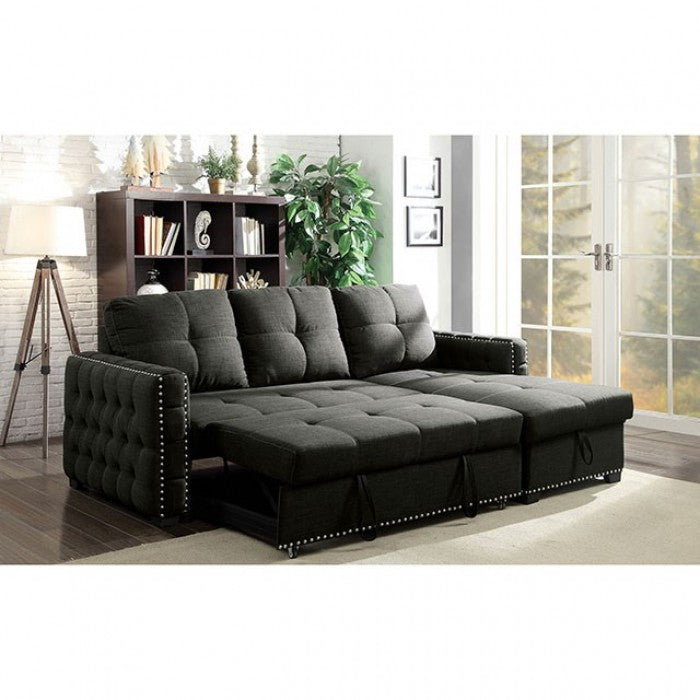 Chaise-cama seccional gris oscuro DEMI