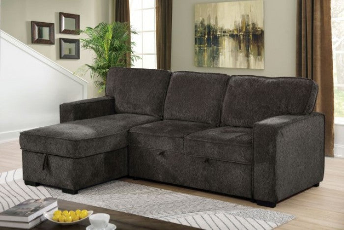Chaise seccional tipo cama gris oscuro INES