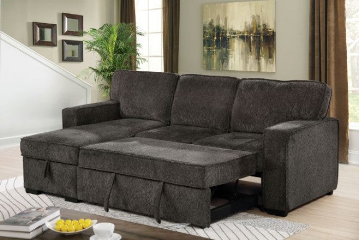 Chaise seccional tipo cama gris oscuro INES