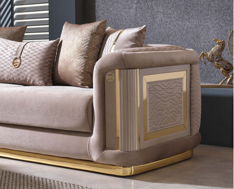 Elegance Stationary Livingroom Set Beige