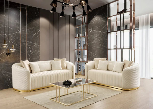 Aster Ivory Velvet Sofa & Loveseat.New Arrival.