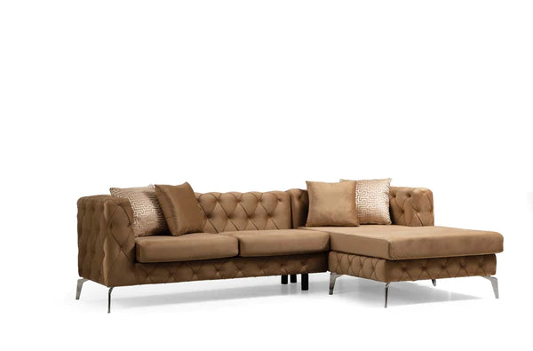 Seccional Reversible Piera Velvet Moca. 