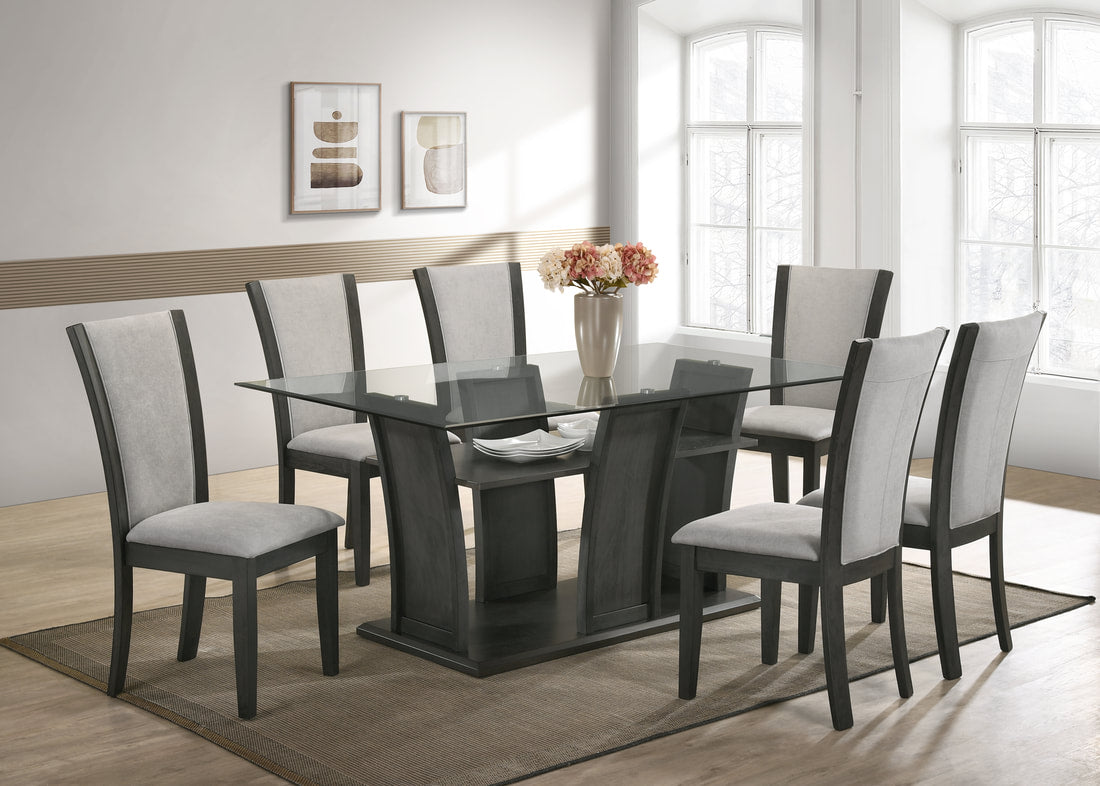Florida - Juego de mesa de comedor gris + 6 sillas