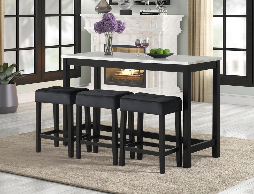 Gloria Black - Juego de mesa de pub + 3 sillas **NUEVA LLEGADA**
