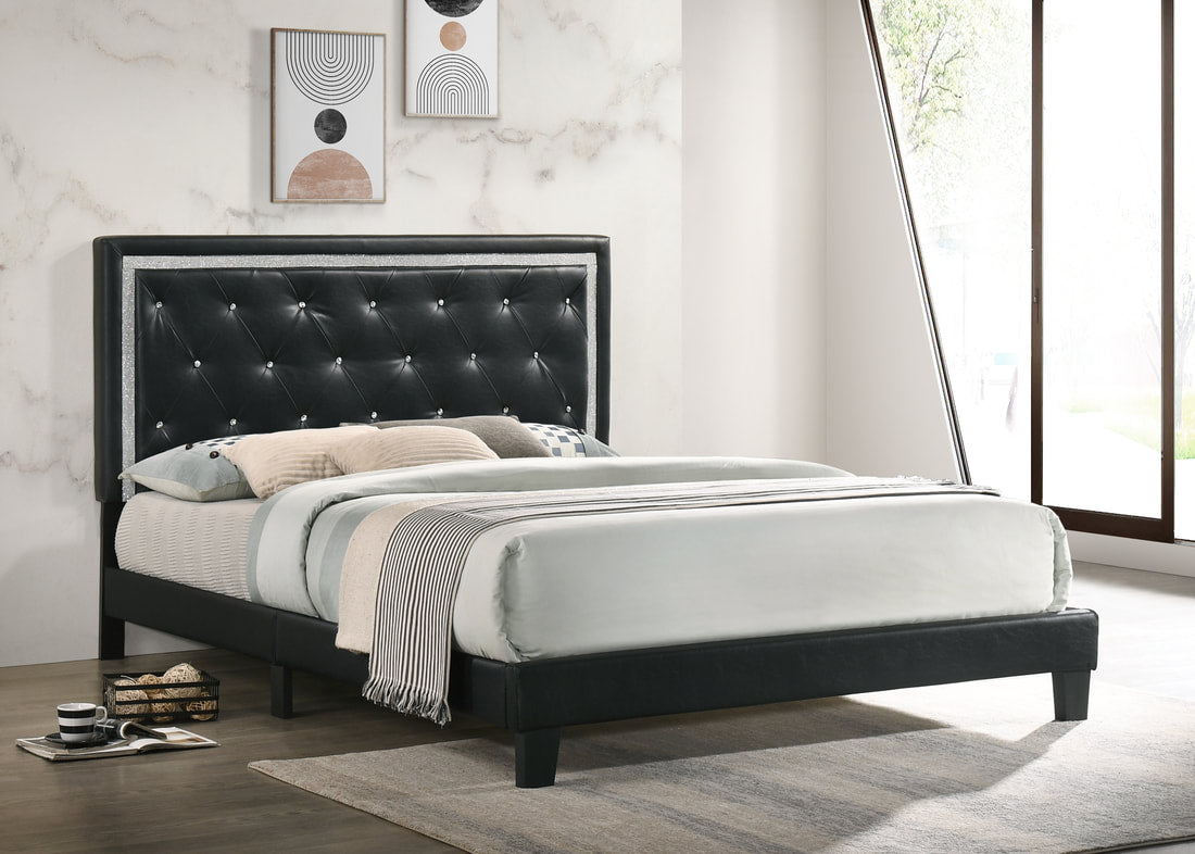 Plataforma de PU negra HH900: Twin, Full, Queen, King