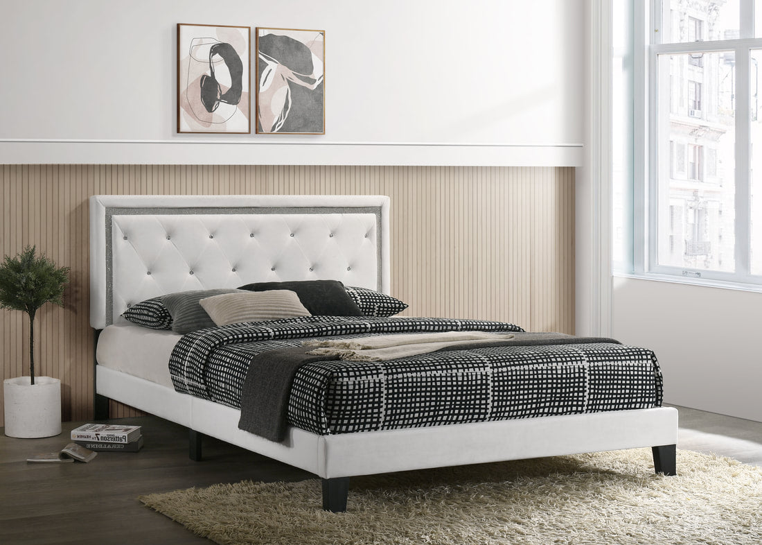 HH910 - Plataforma de PU blanca - Full, Queen, King (Queen) 