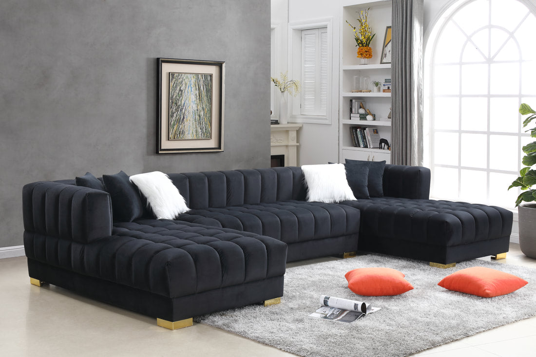 Isabella - Seccional de terciopelo negro **Nueva llegada** 