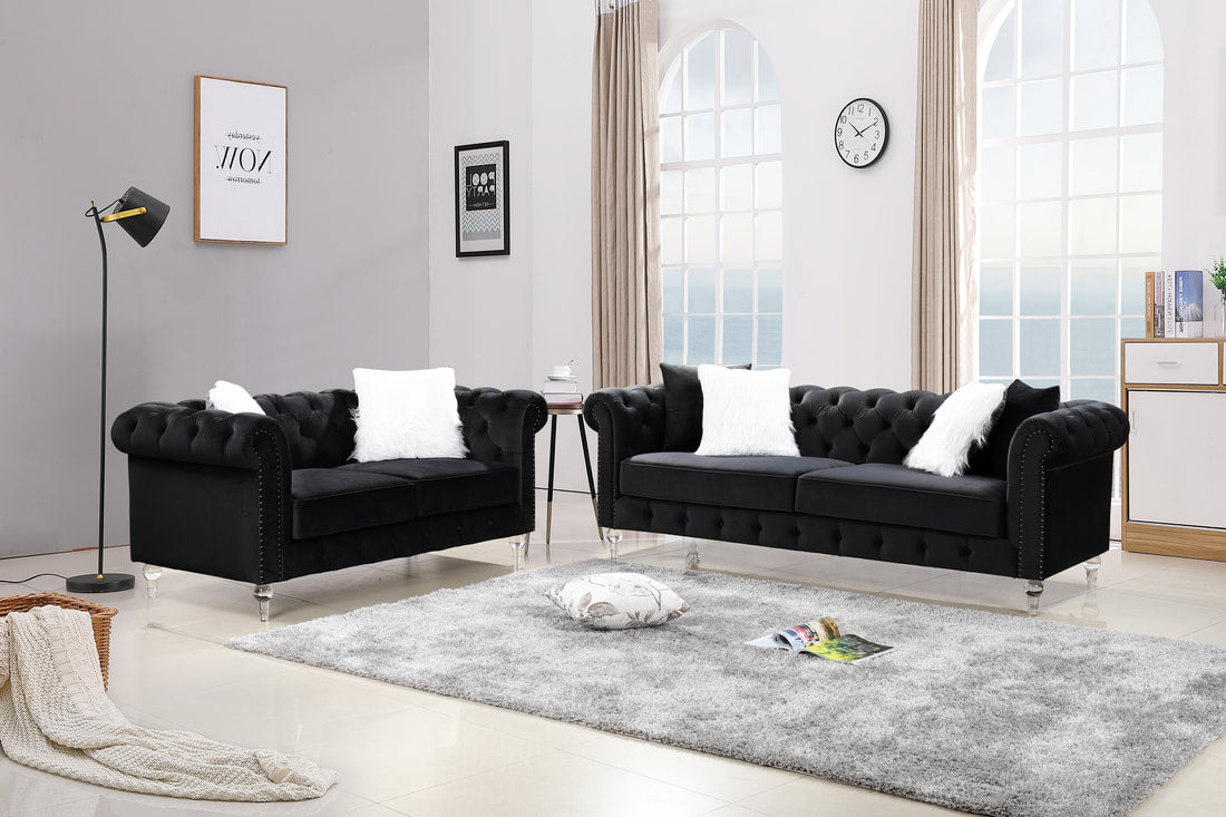Manchester Black - Juego de sofá y loveseat de 2 piezas