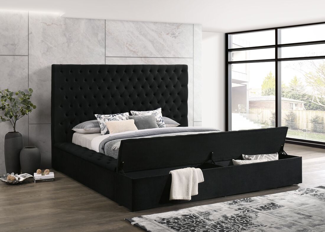 Cama con plataforma Paris negra - Queen, King