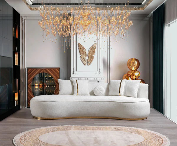 Ella Ivory Boucle Chaise Lounge.