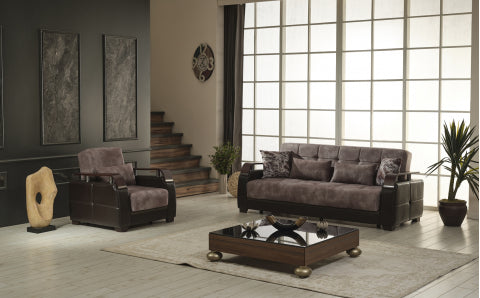 Conjunto de salón convertible Regina marrón claro