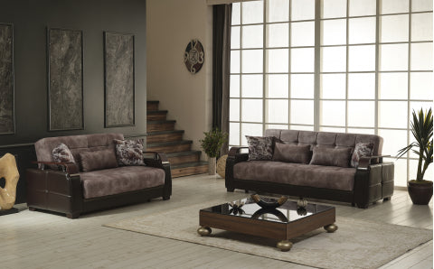 Conjunto de salón convertible Regina marrón claro